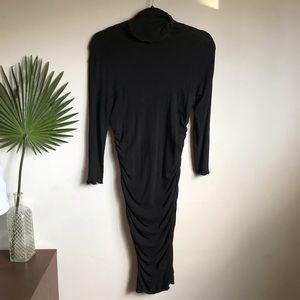 James Perse Mock Neck Long Sleeve Body Con Dress